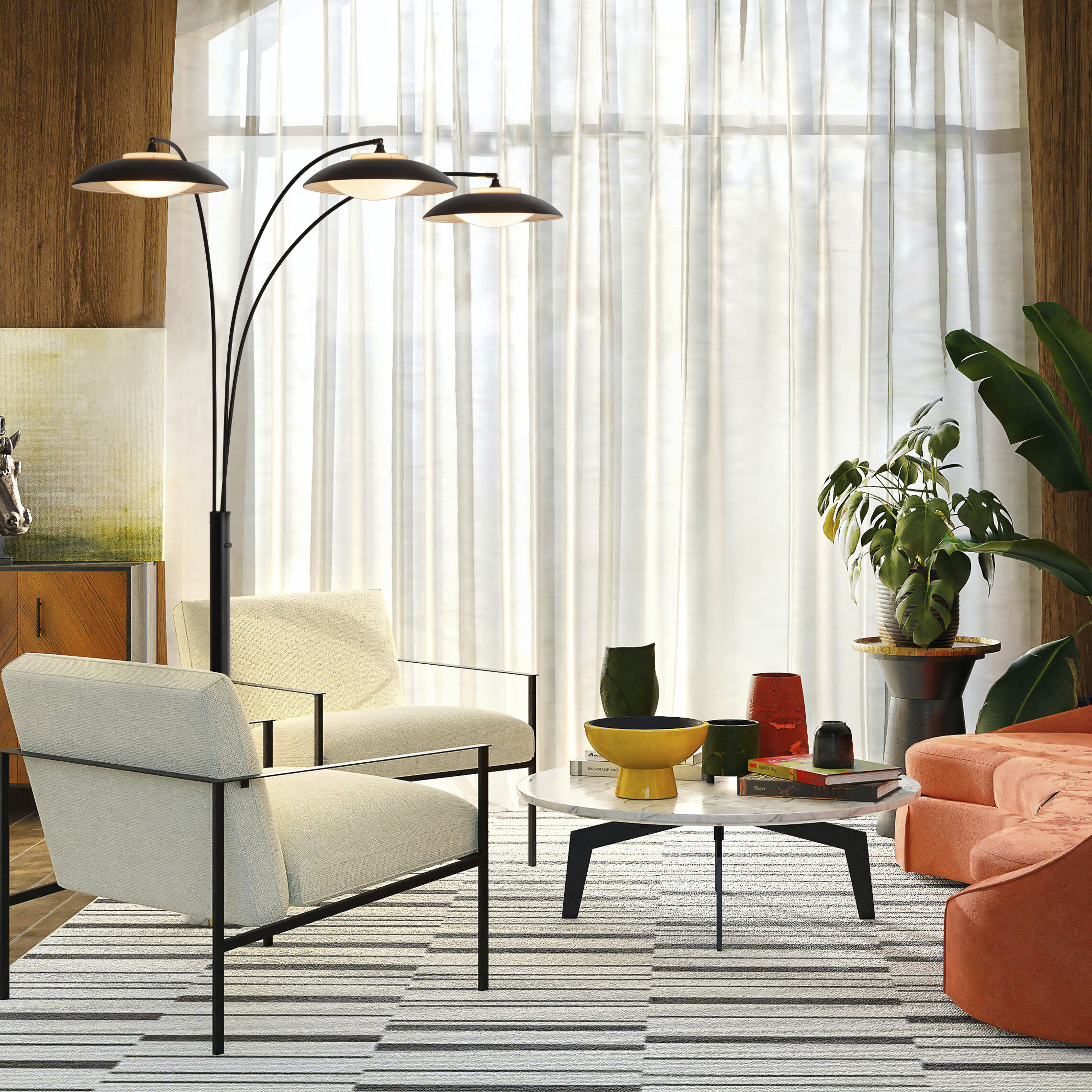 Saucer 92 inch 8.50 watt Matte Black Arc Floor Lamp Portable Light