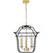 Tudor 3 Light 12 inch Satin Gold and Black Down Pendant Ceiling Light