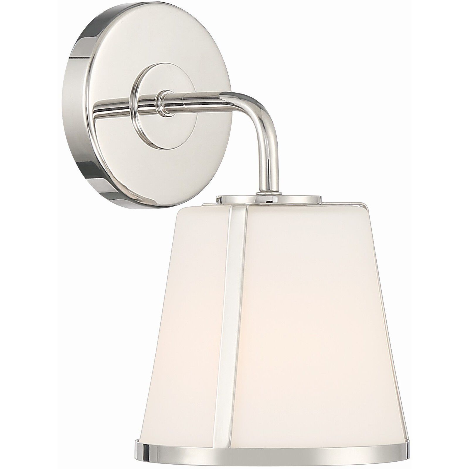Fulton Bath Sconce Wall Light in Polished Nickel, White
