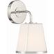Fulton Bath Sconce Wall Light in Polished Nickel, White