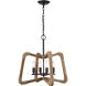 Pascal 4 Light 21 inch Brown Chandelier Ceiling Light