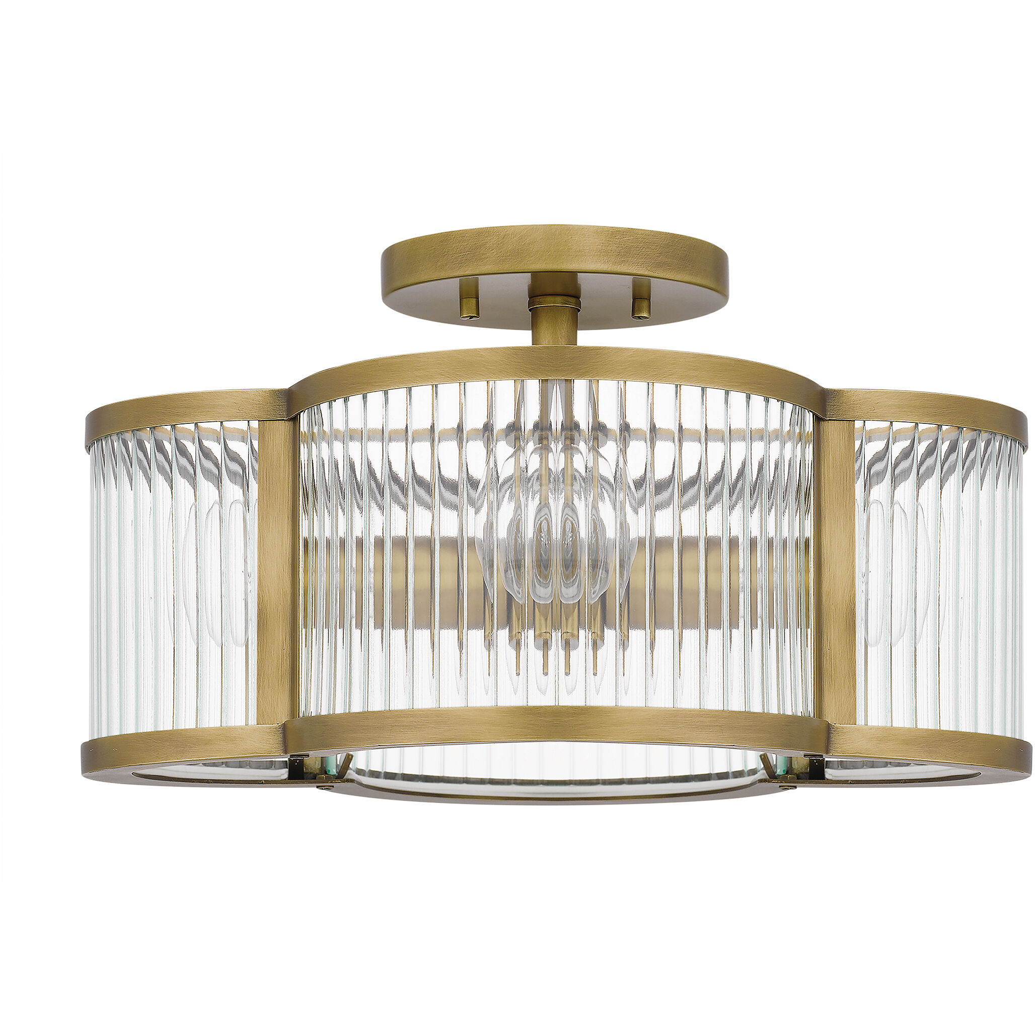 Aster 4 Light 15 inch Weathered Brass Semi-Flush Mount Ceiling Light