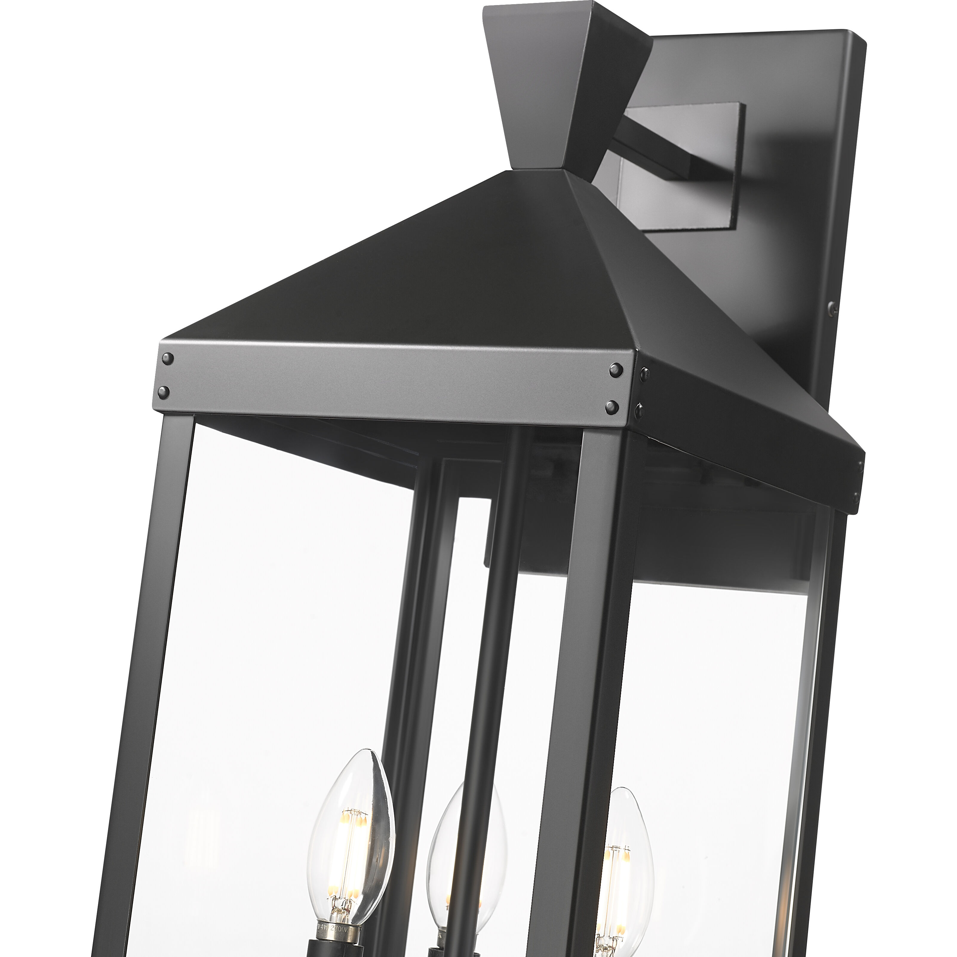 Yates 3 Light 26 inch Powder Coated Black Outdoor Wall Sconce