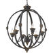 Jules 6 Light 25.5 inch Antique Black Iron Chandelier Ceiling Light