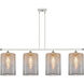 Ballston Cobbleskill 4 Light 48 inch White and Polished Chrome Island Light Ceiling Light in Mercury Glass