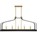 Sheffield Linear Chandelier Ceiling Light in Black with Warm Brass