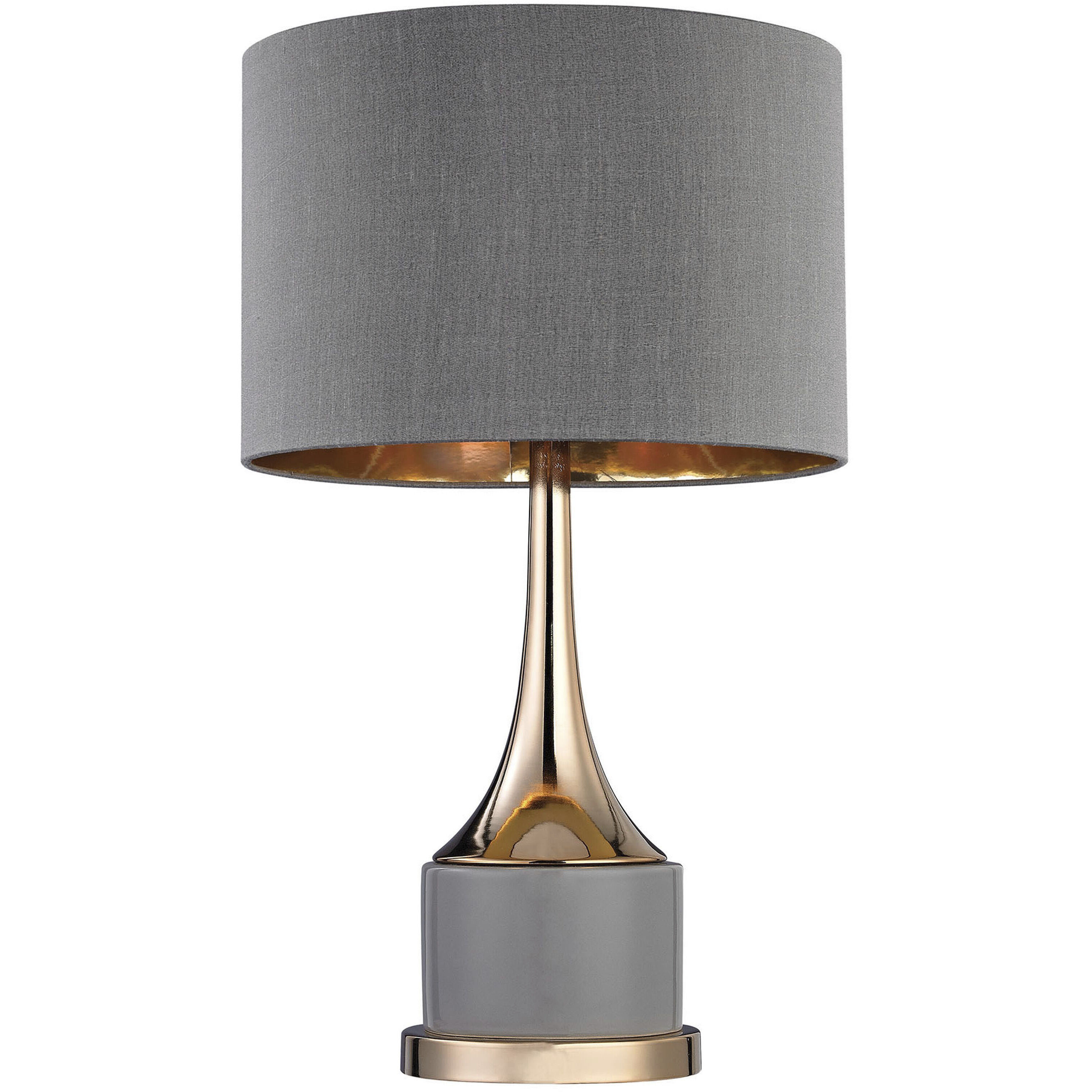 Cone Neck 18.5 inch 100 watt Gray with Gold Table Lamp Portable Light