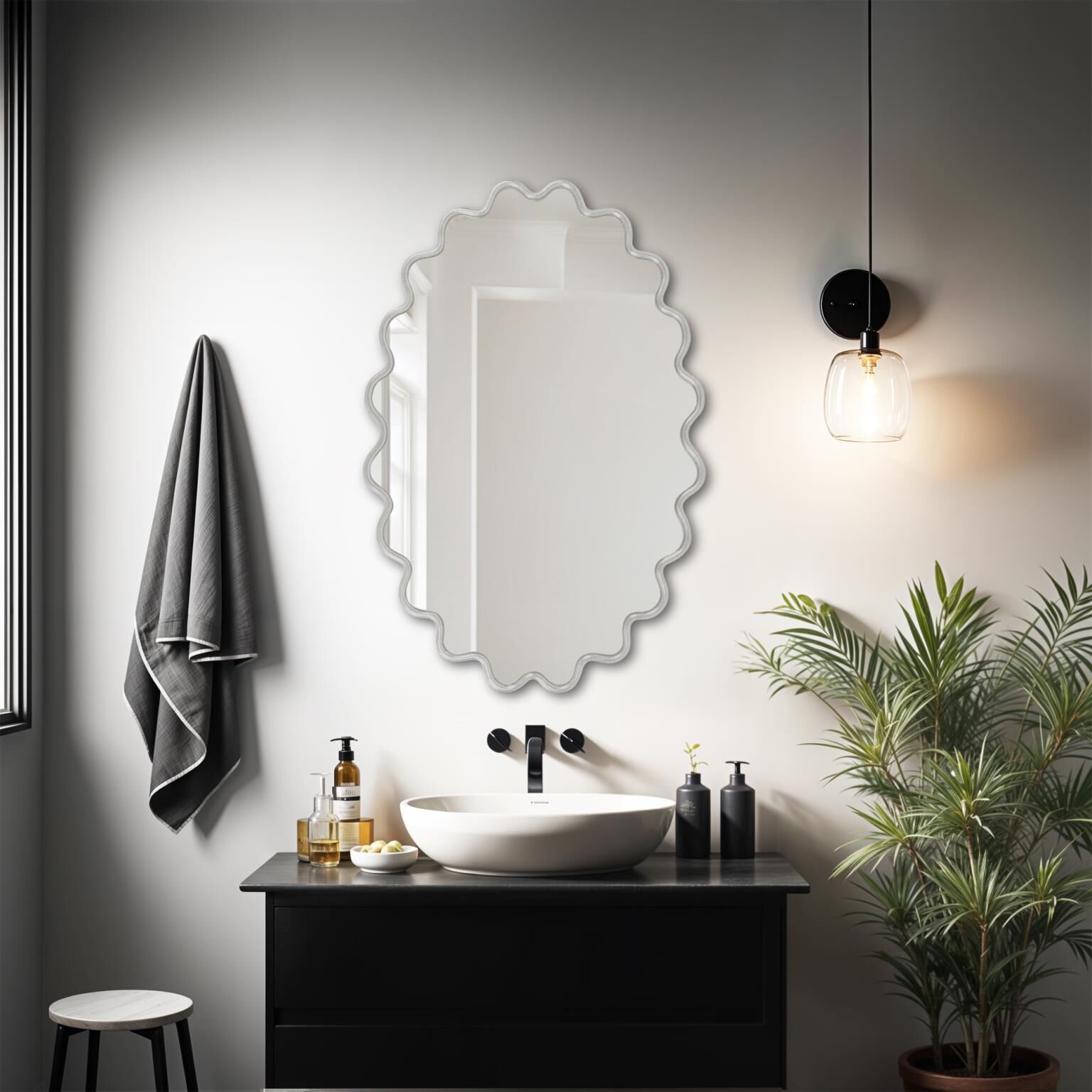 Cloud 36 X 24 inch Nickel Mirror