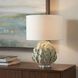 Levlyn 22 inch 150 watt Pale Aloe Green Glaze and Clear Crystal Table Lamp Portable Light