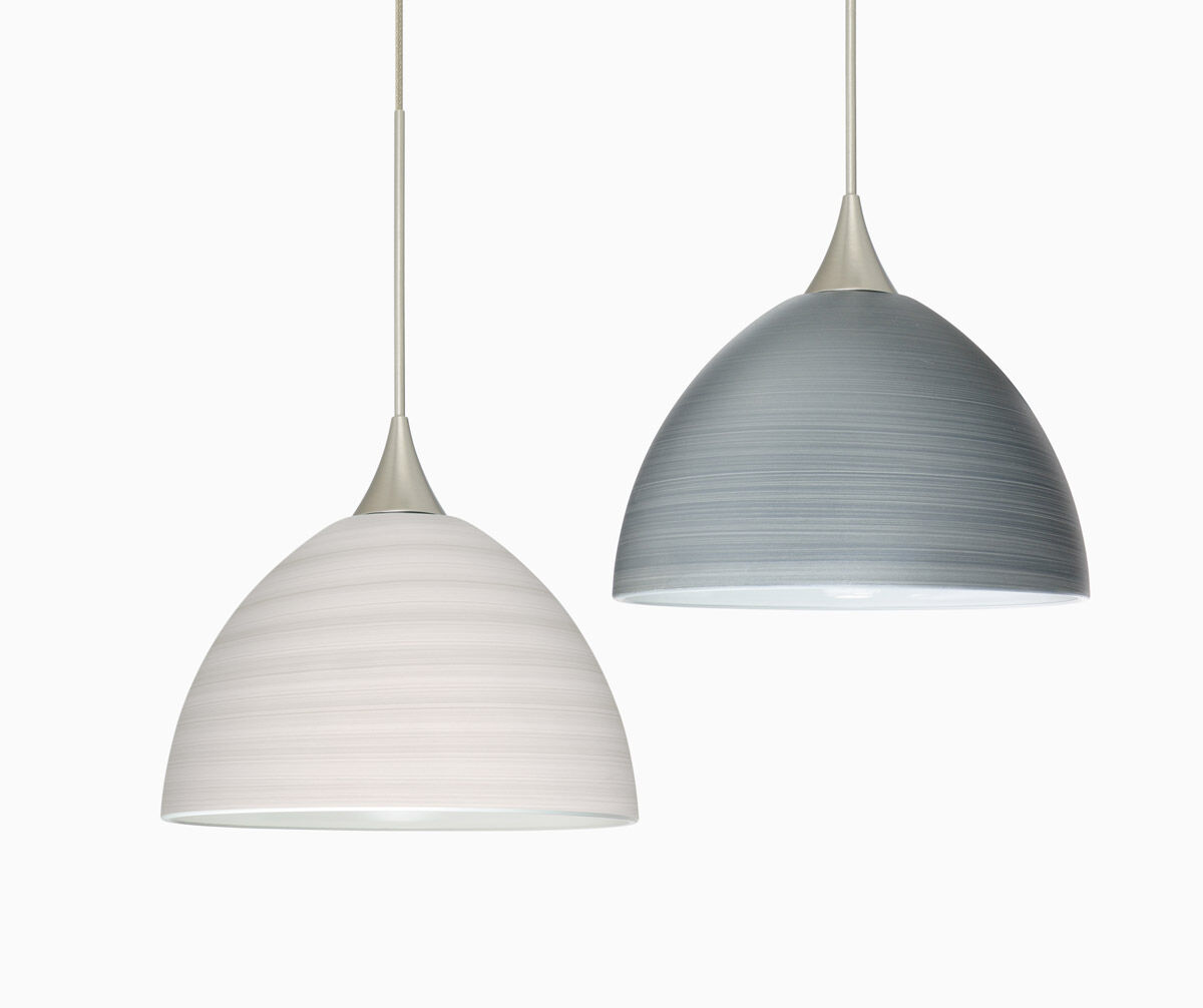 Brella LED Satin Nickel Pendant Ceiling Light in Chalk Glass