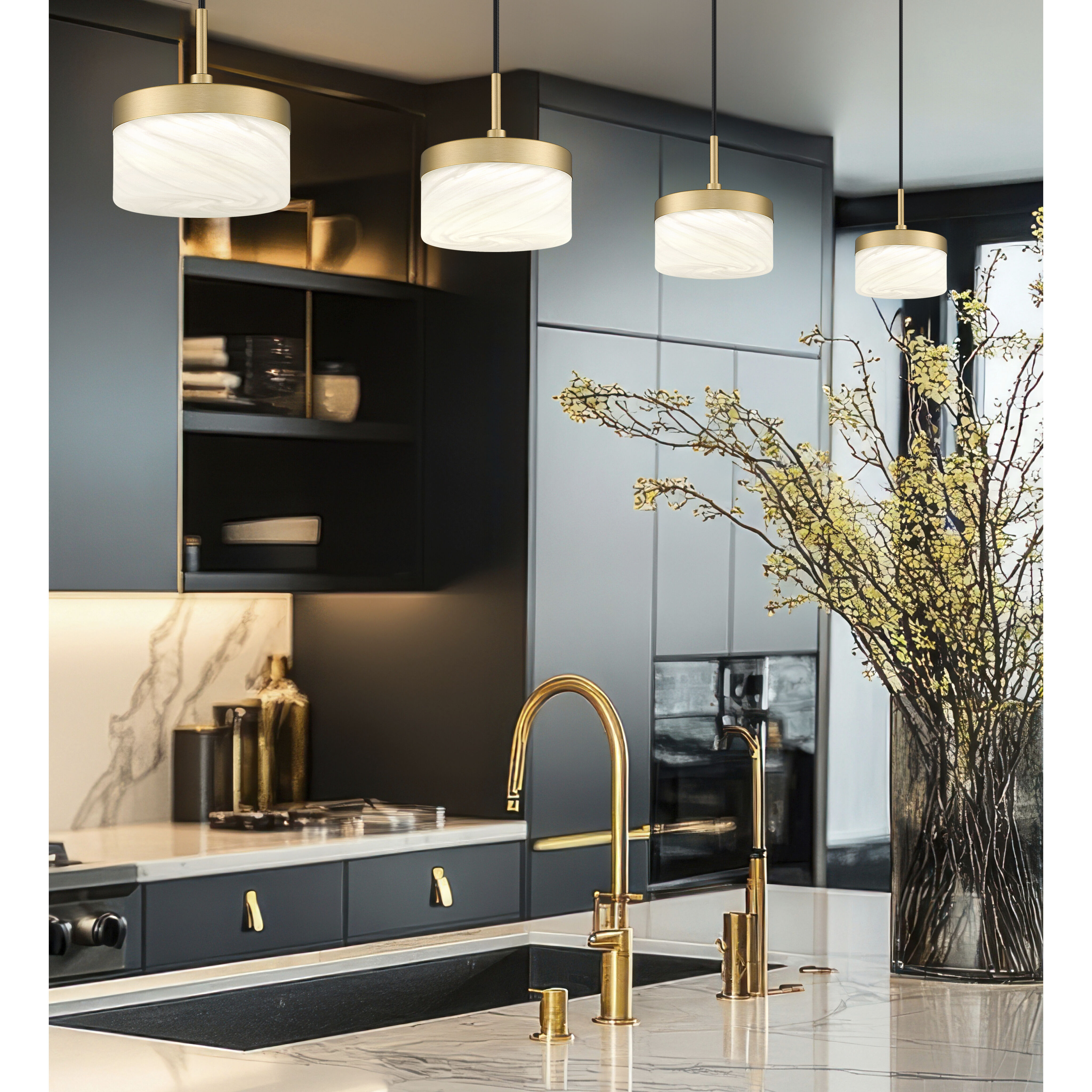 Renaud Pendant Ceiling Light in Modern Gold
