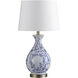Isando 25.5 inch 100.00 watt White and Blue with Antique Brass Table Lamp Portable Light