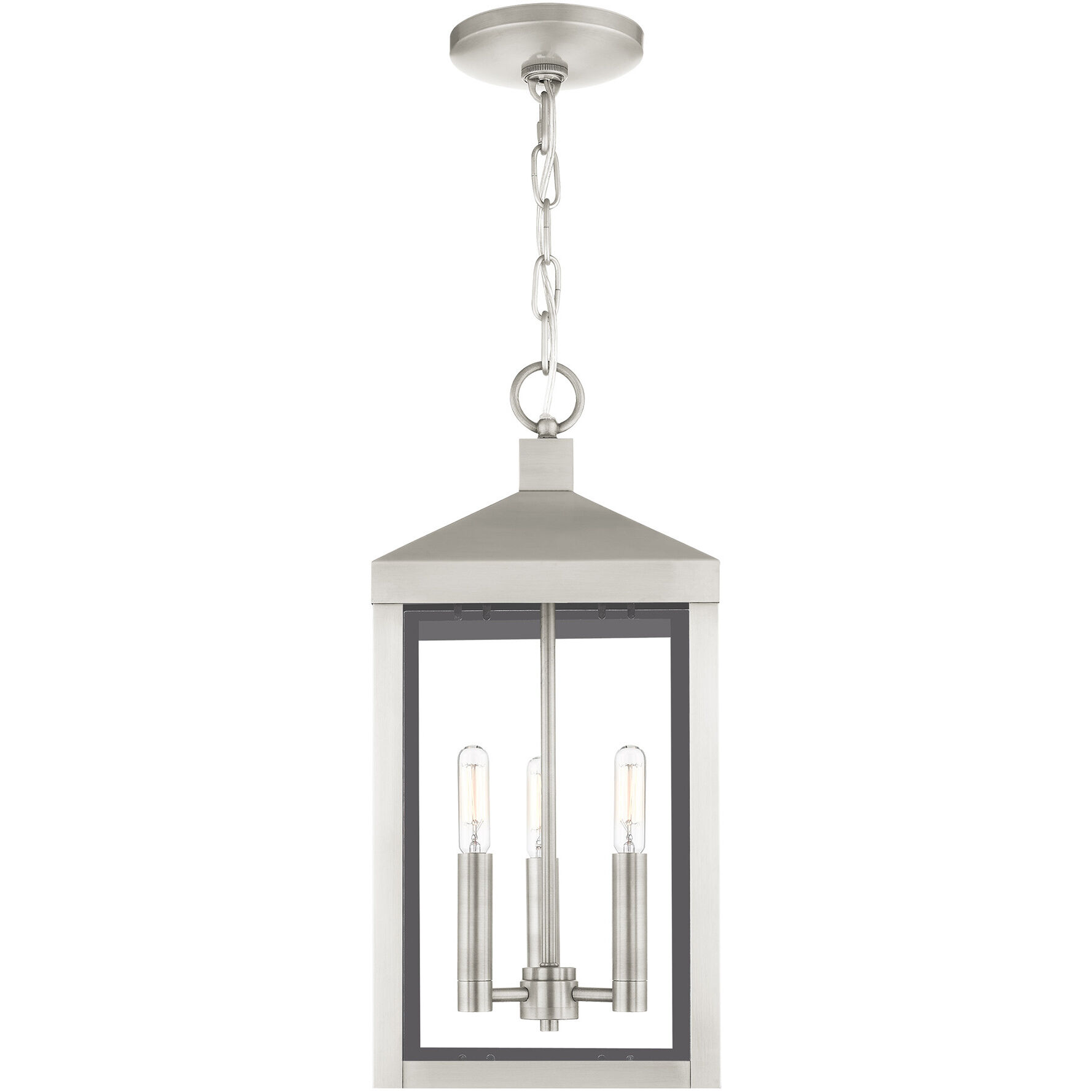 Nyack 3 Light 8.25 inch Brushed Nickel Outdoor Pendant Lantern