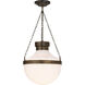Michael S Smith Modern Schoolhouse 2 Light 18 inch Antique Brass with Verde Lantern Pendant Ceiling Light