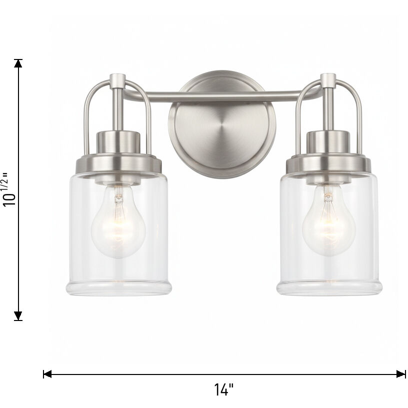 Anders 2 Light 14 inch Satin Brass Bath Vanity Wall Light