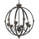 Jules 6 Light 25.5 inch Antique Black Iron Chandelier Ceiling Light