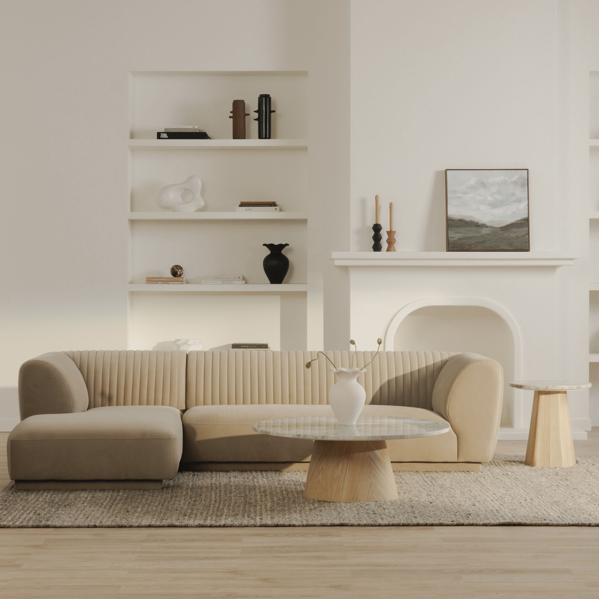 Zandro Beige Sectional, Left