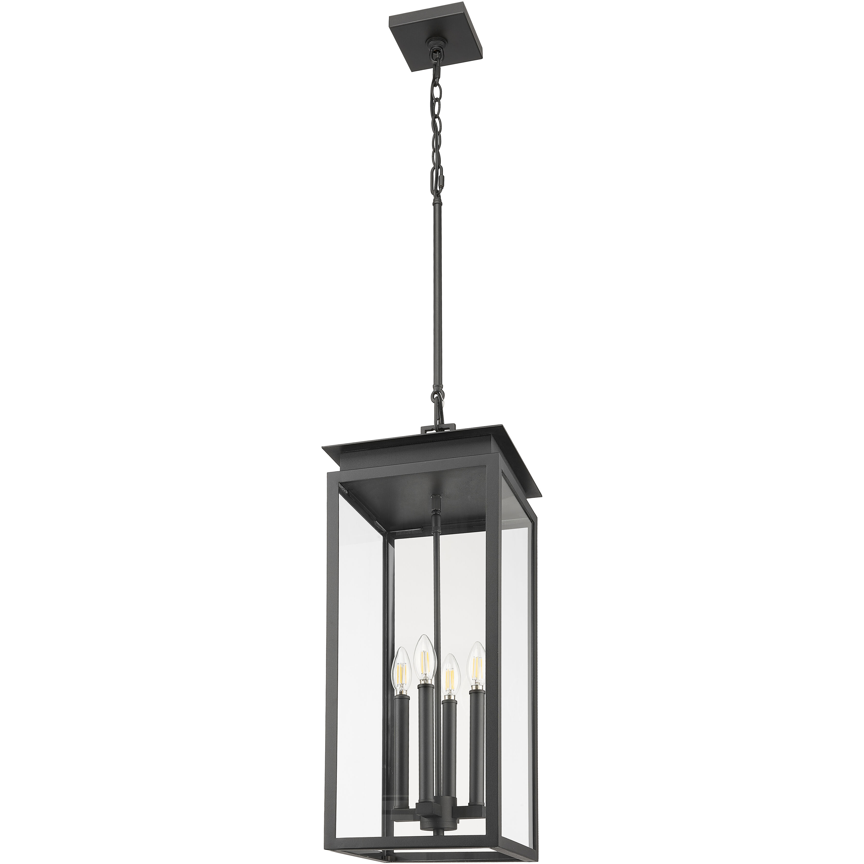 Nova 4 Light 10.5 inch Black Outdoor Chain Mount Ceiling Fixture in Clear Glass