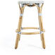 Tobias Rattan Round 24" Counter Stool in White and Sky Blue Dot