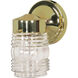 Brentwood 1 Light 9 inch Polished Brass and Clear Ribbed Outdoor Wall Light