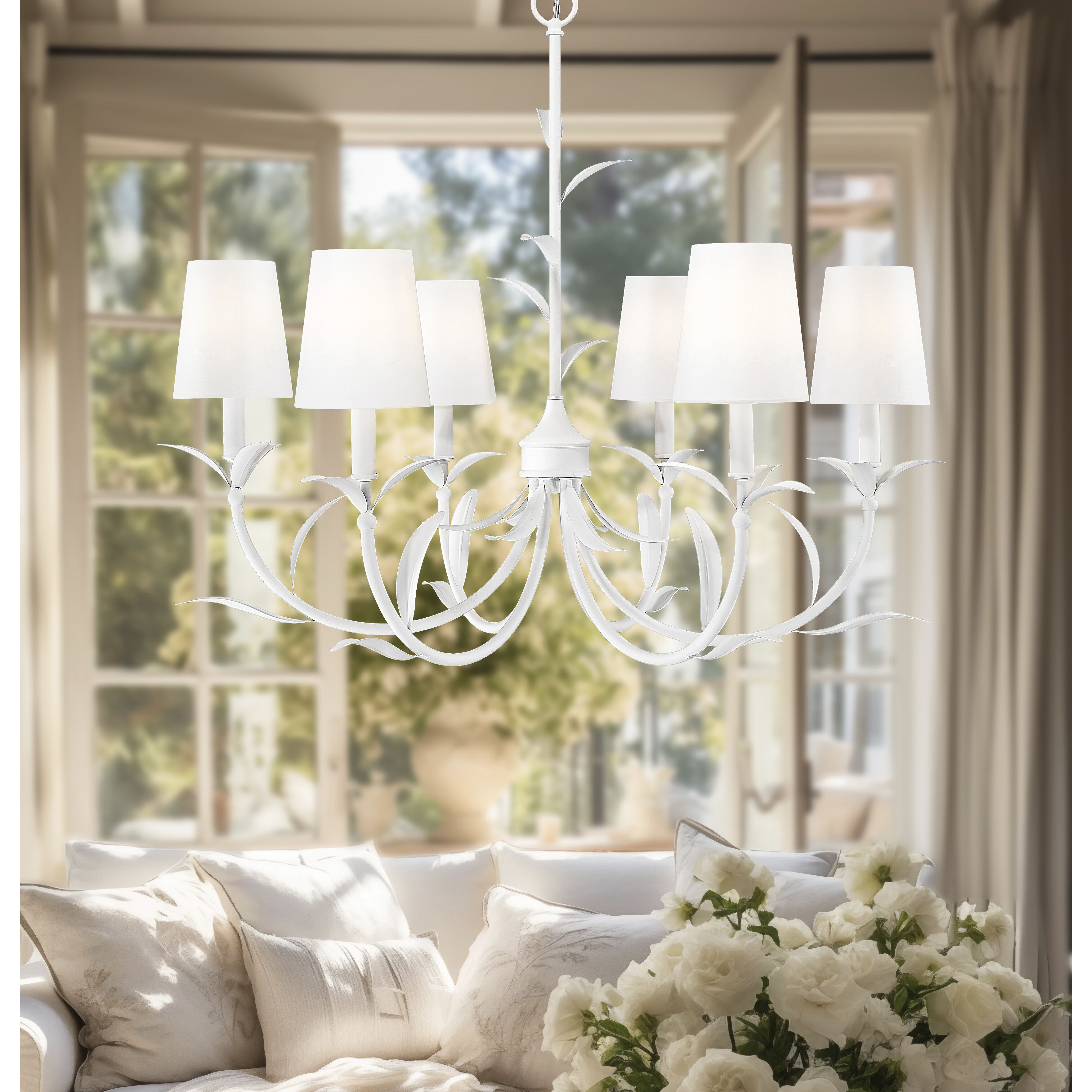 Aslin 6 Light 31 inch Textured White Chandelier Ceiling Light