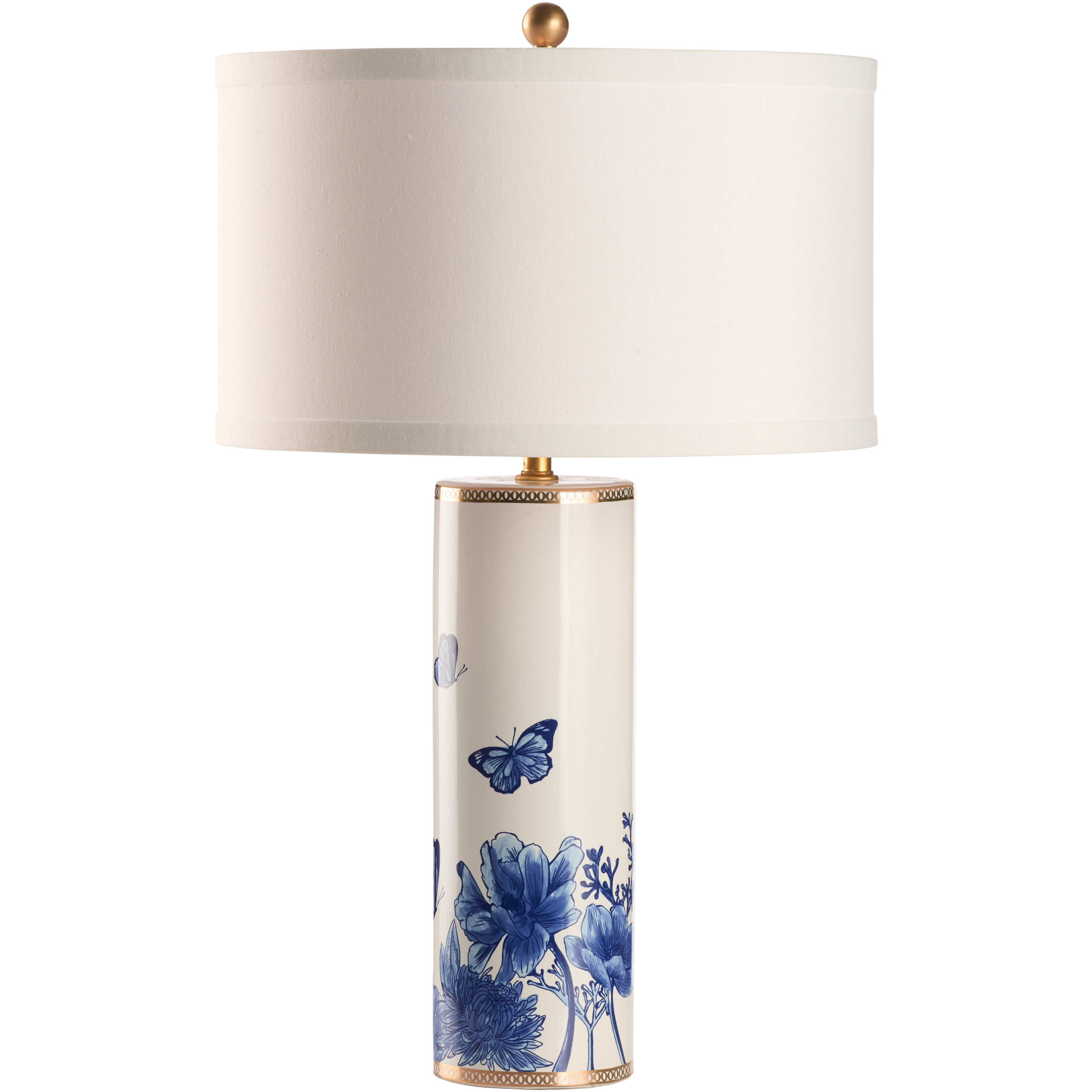 Butterfly 24 inch 100.00 watt White/Cream and Blue Table Lamp Portable Light