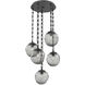 Aster 5 Light 24.3 inch Matte Black Multi-Pendant Ceiling Light in Smoke, Rectangular Chain