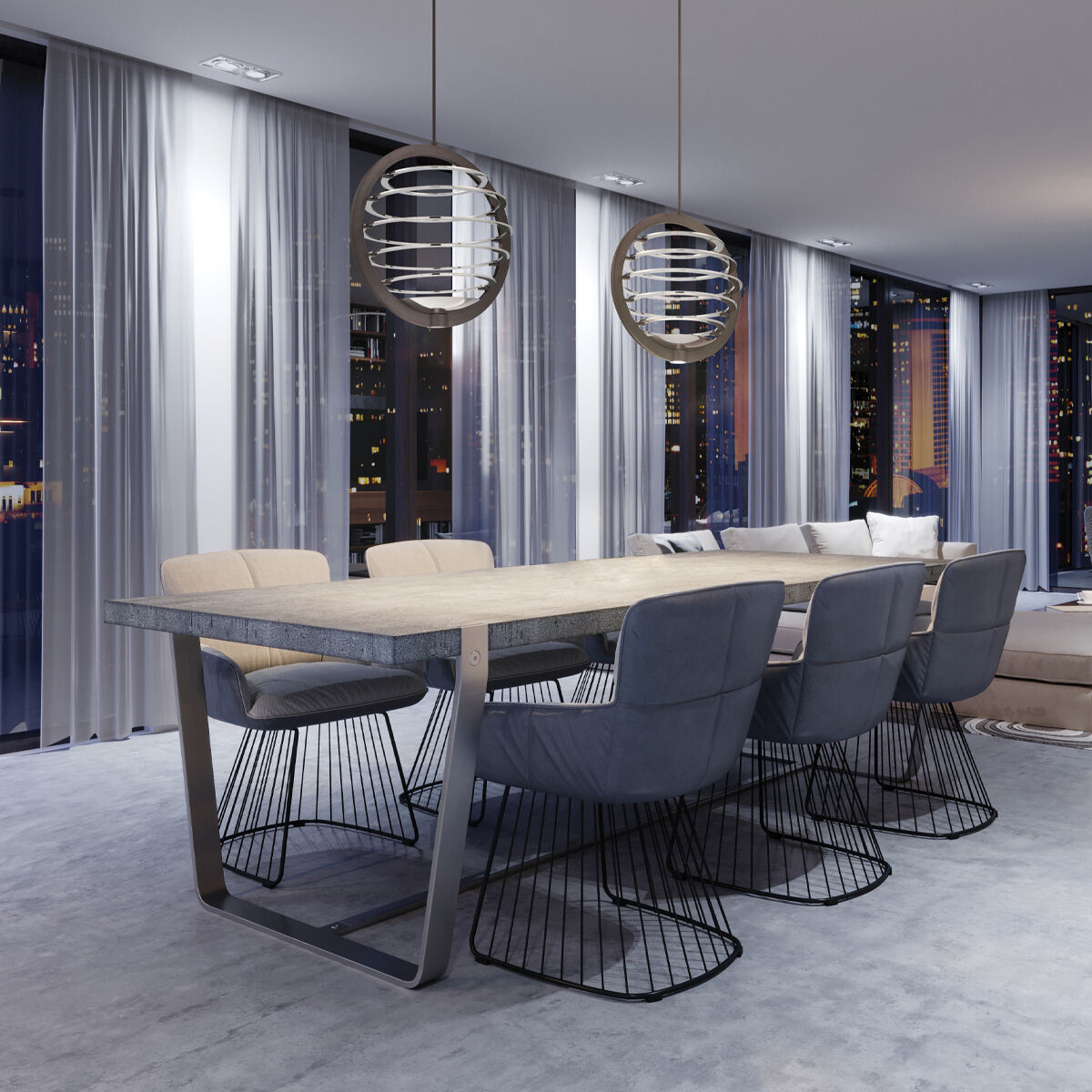 Ombra LED 19 inch Dark Bronze and Polished Nickel Chandelier Ceiling Light