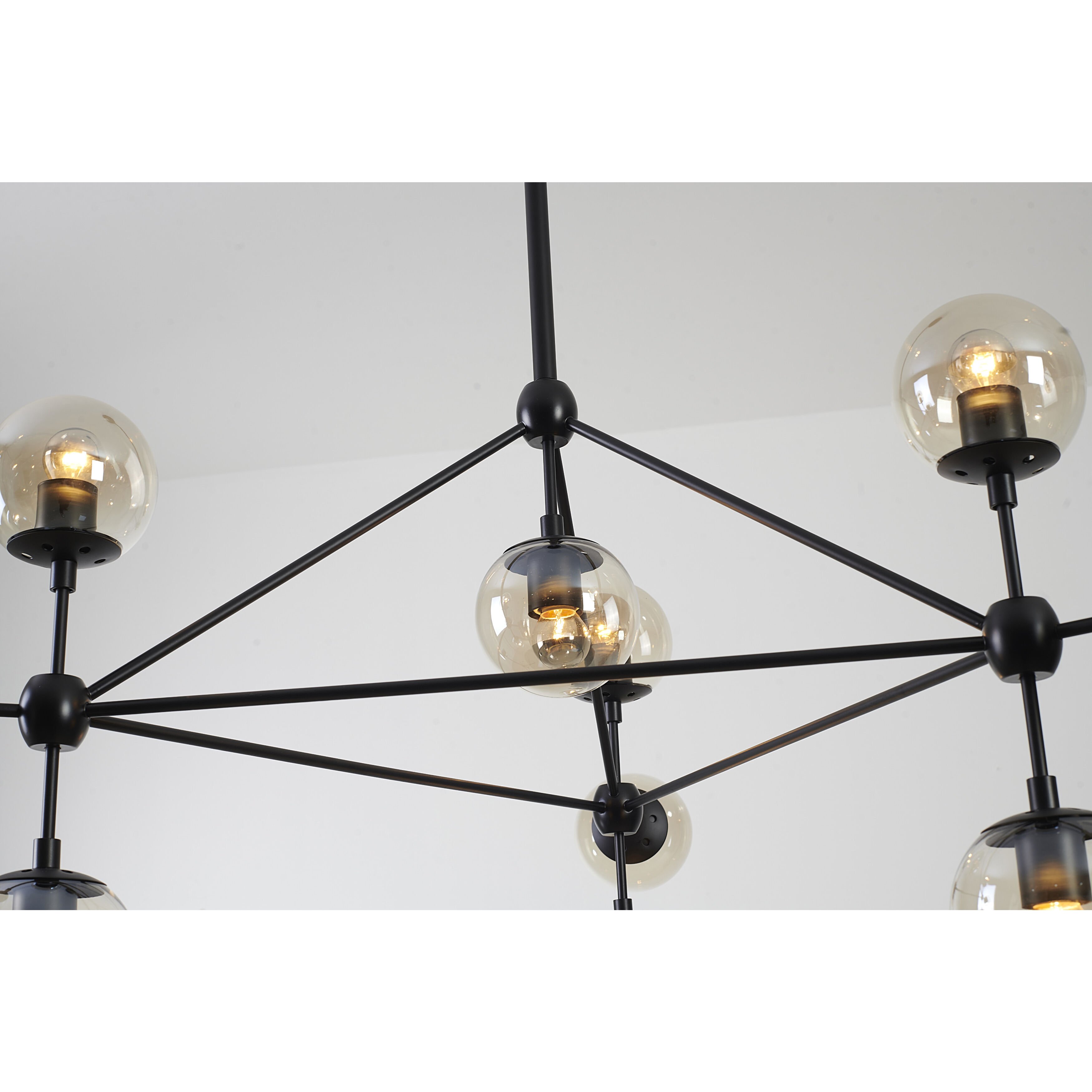 Canada LED 39.3 inch Black Chandelier Ceiling Light, Geometric Sphere, Black Frame