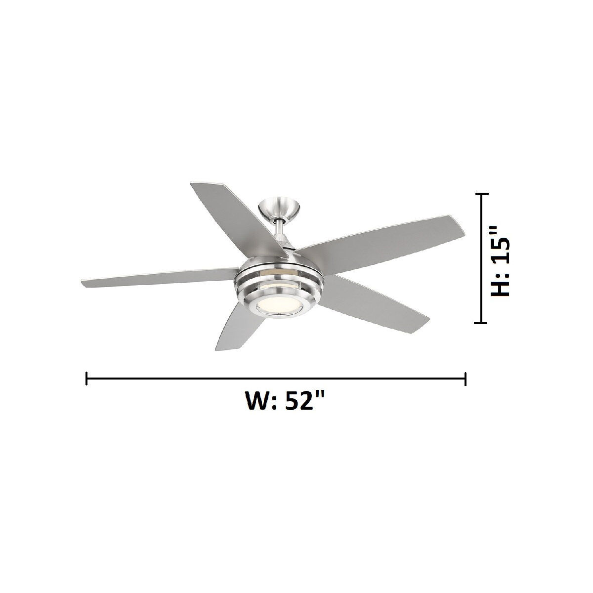 Petani 52 inch Brushed Nickel with Silver Blades Ceiling Fan