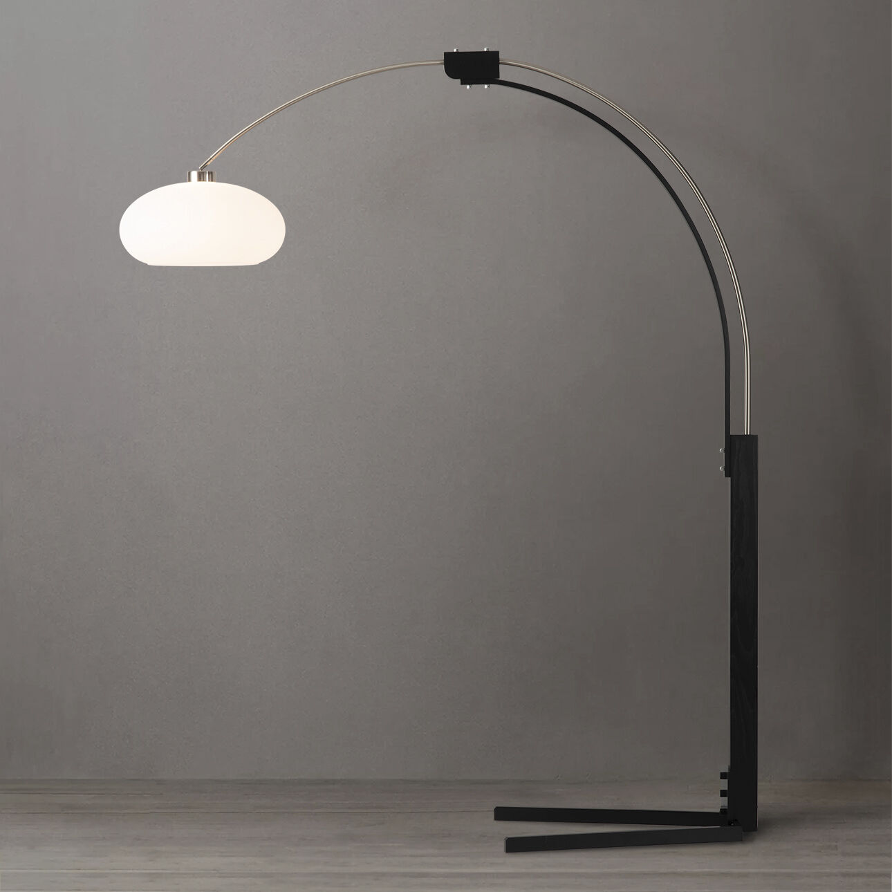 Morelli 85 inch 100.00 watt Satin Nickel and Black Arc Floor Lamp Portable Light