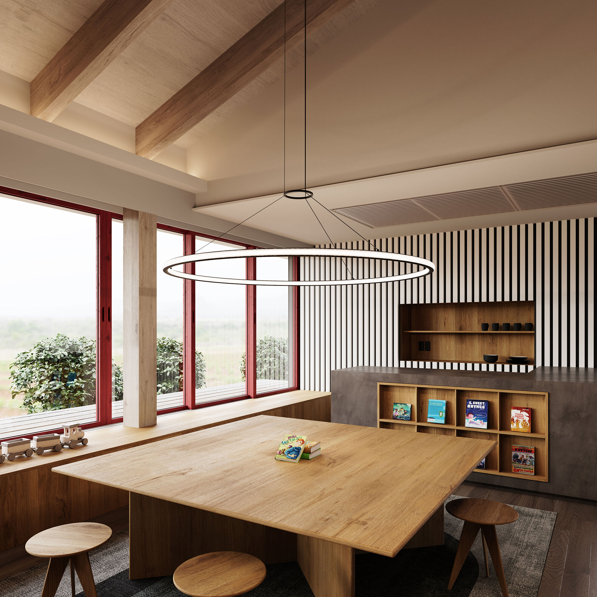 Luna LED 62 inch Satin Black Pendant Ceiling Light