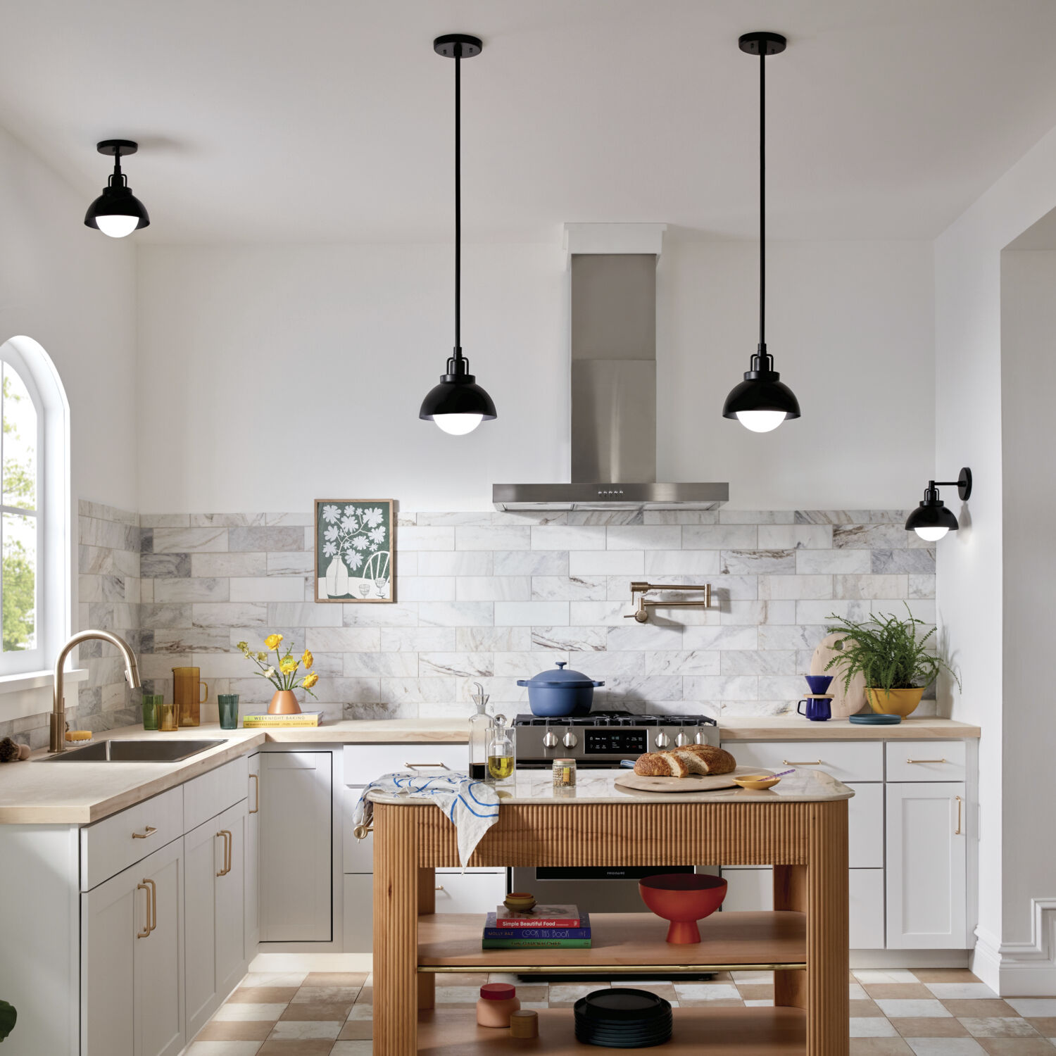 Niva LED 8 inch Black Semi Flush Mount Ceiling Light