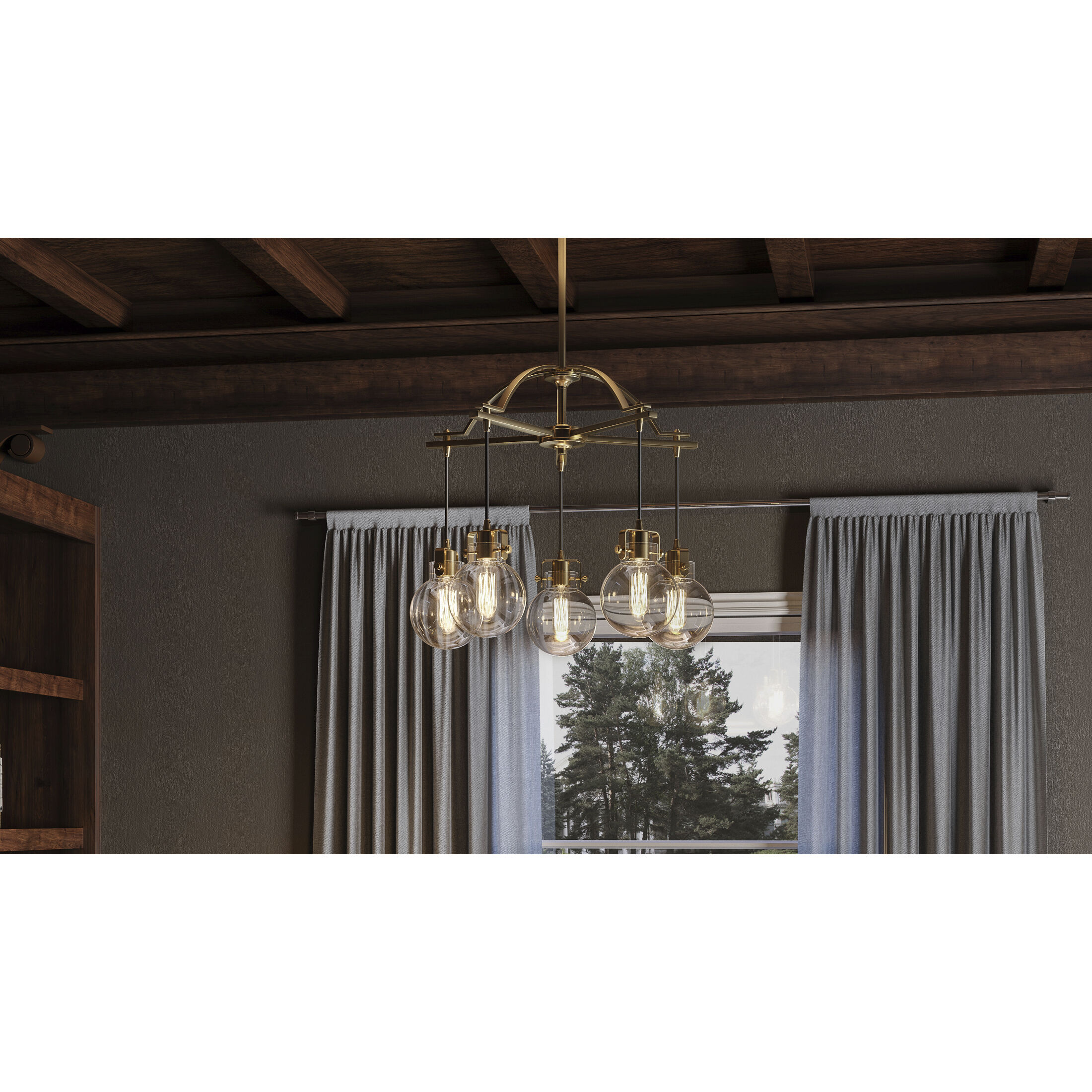 Sidwell 5 Light 26 inch Weathered Brass Chandelier Ceiling Light