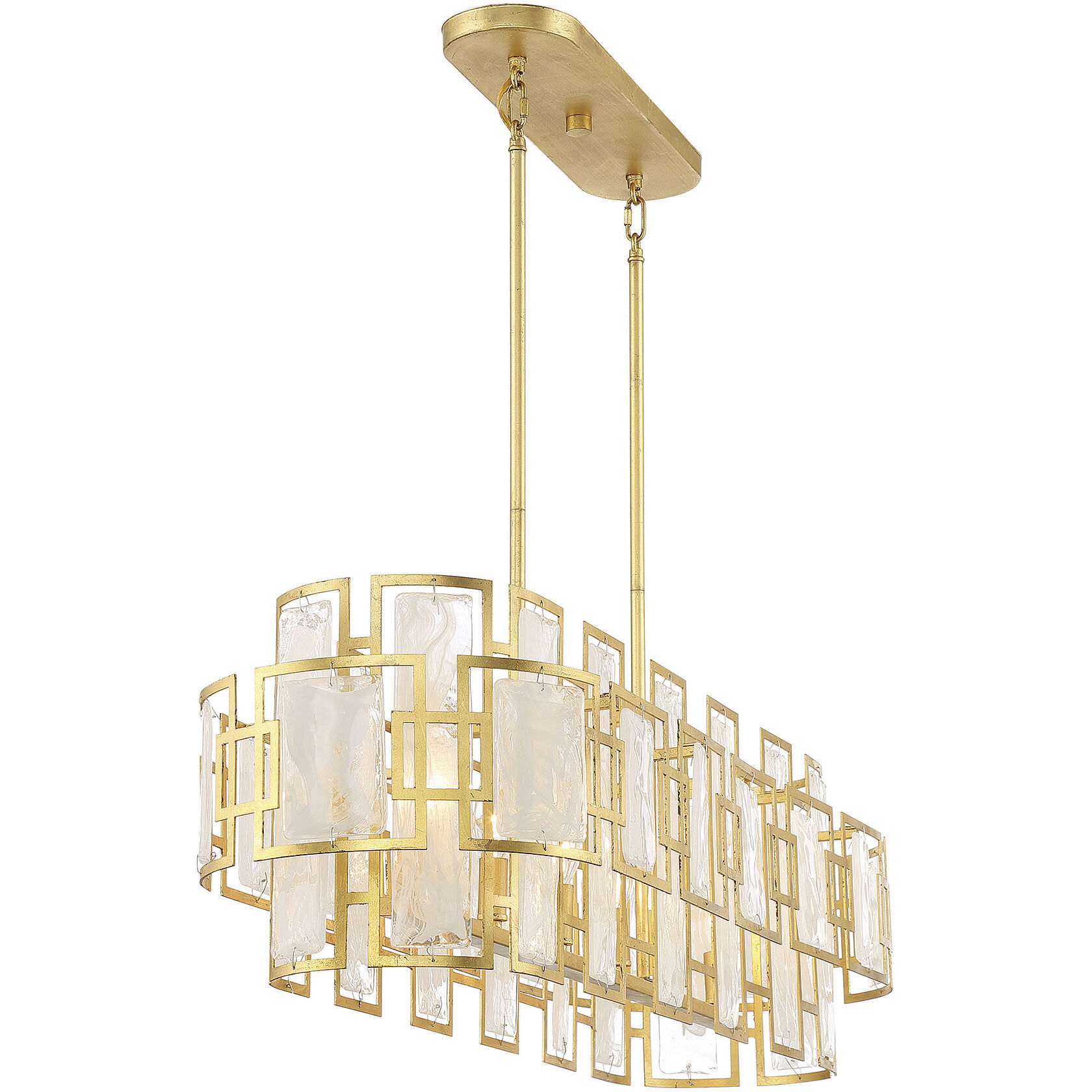 Portia 6 Light 42 inch True Gold Linear Chandelier Ceiling Light