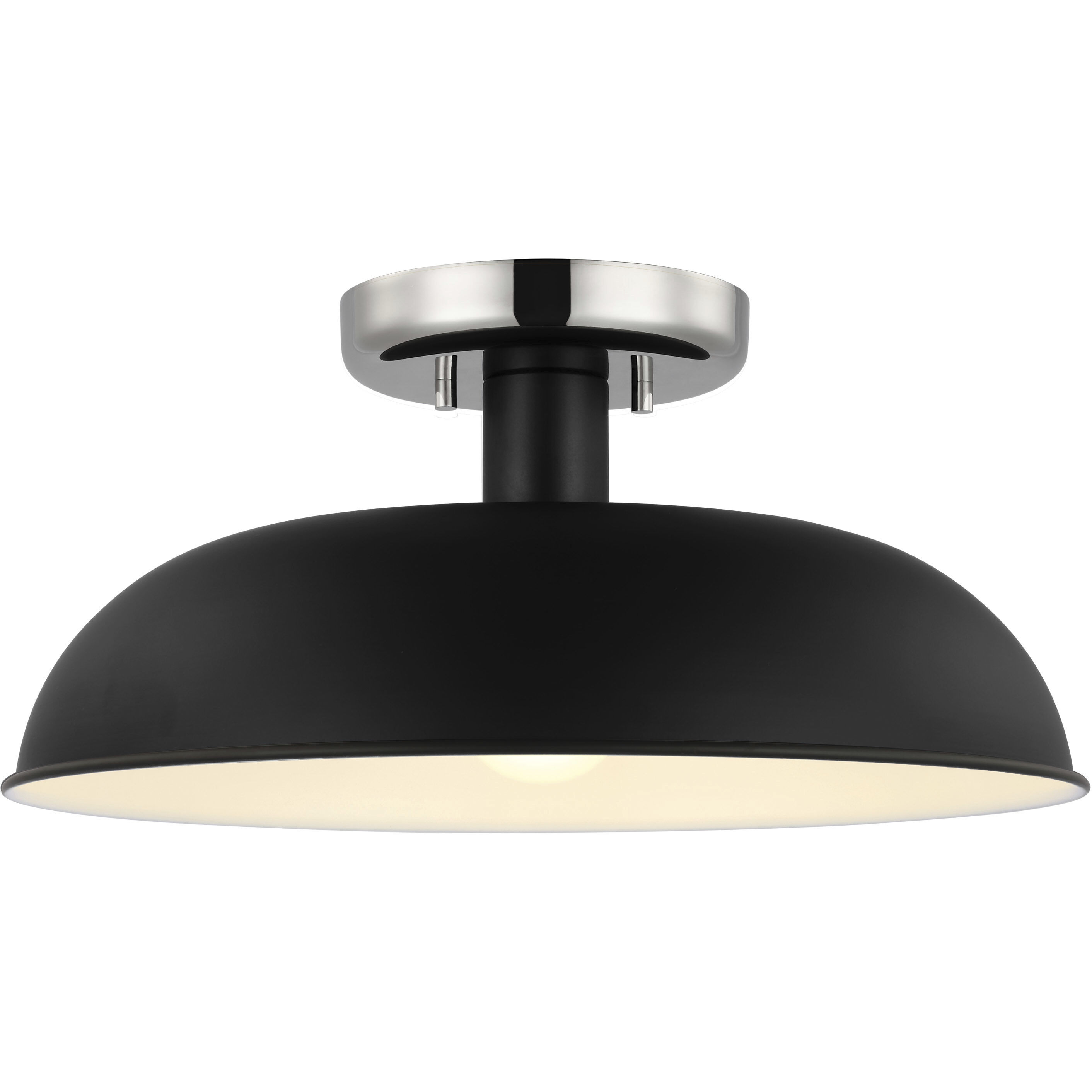 Colony 1 Light 15 inch Matte Black/Polished Nickel Semi Flush Ceiling Light