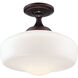 ML 1 Light 17 inch Brushed Bronze Semi Flush Mount Ceiling Light