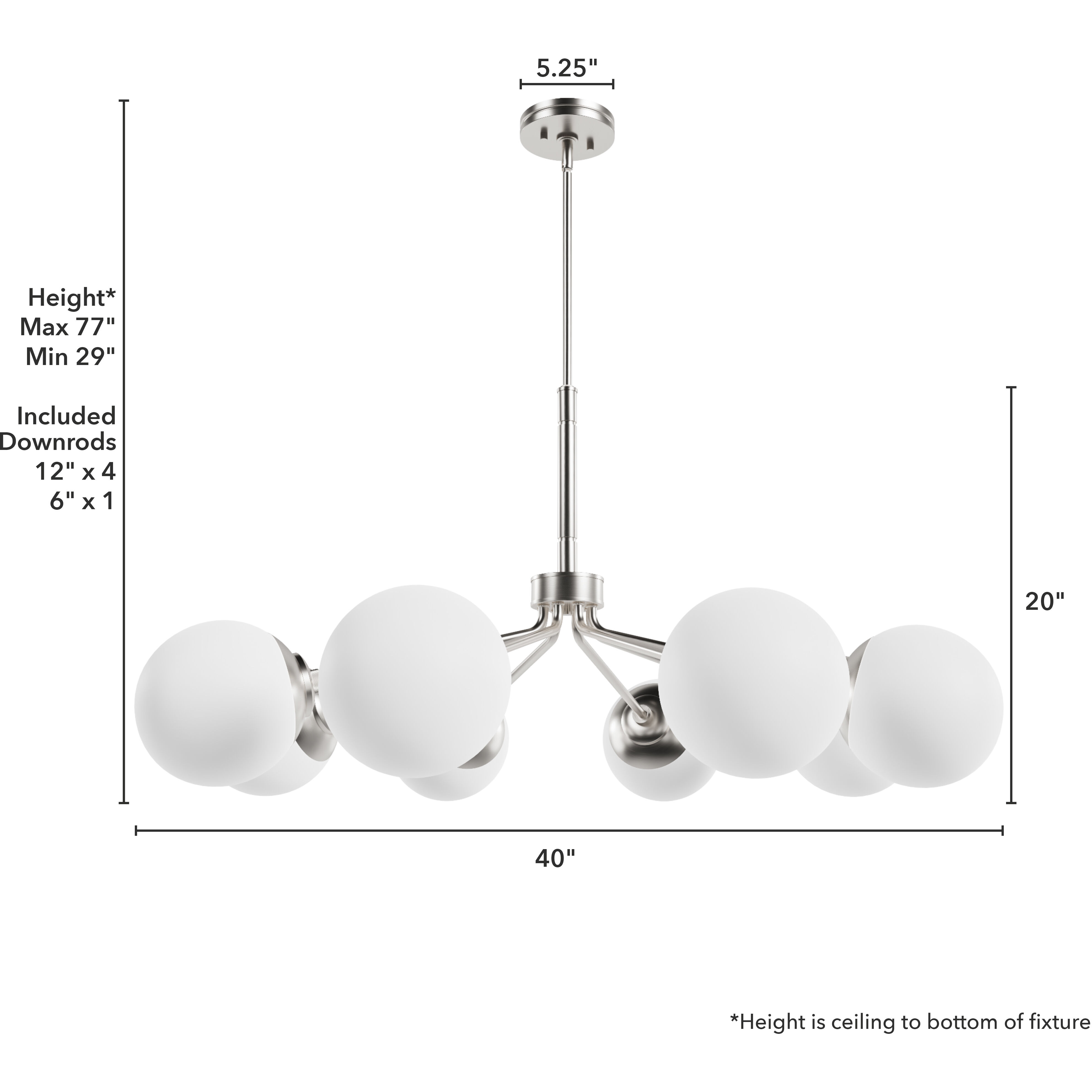 Hepburn 8 Light 40 inch Brushed Nickel Chandelier Ceiling Light, Extra Large
