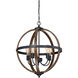 Farmhouse 5 Light 22 inch Wood with Black Chandelier Ceiling Light