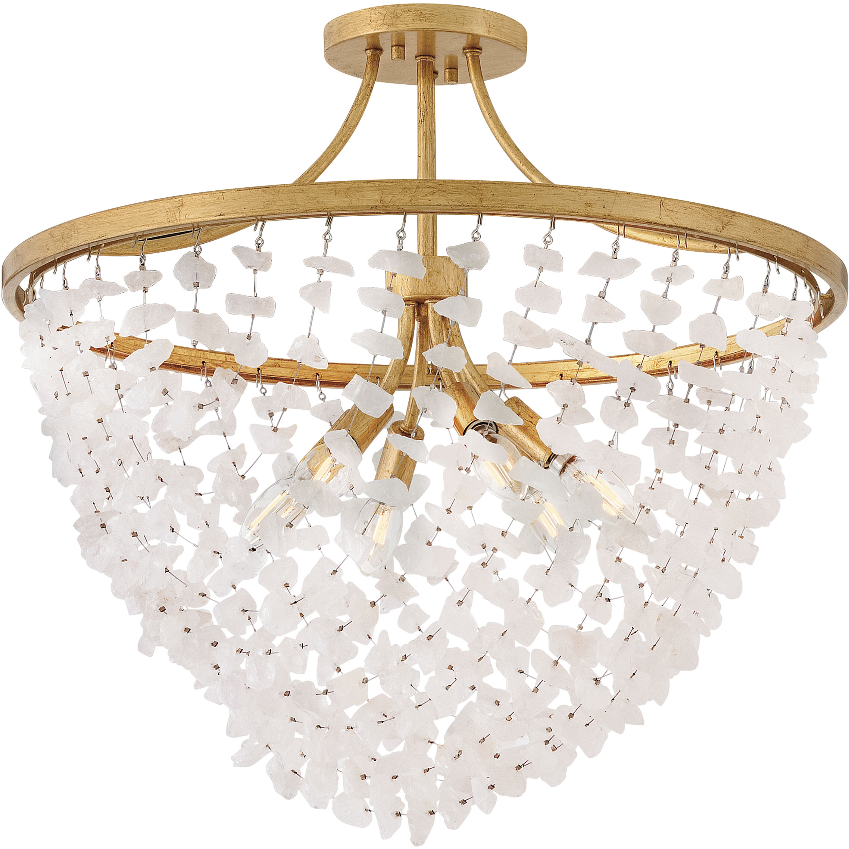 Myra 6 Light 24 inch Distressed Brass Semi-Flush Mount Ceiling Light