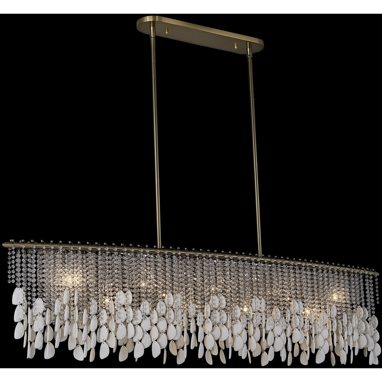 Farfalle 9 Light 9 inch Brushed Champagne Gold Linear Pendant Ceiling Light