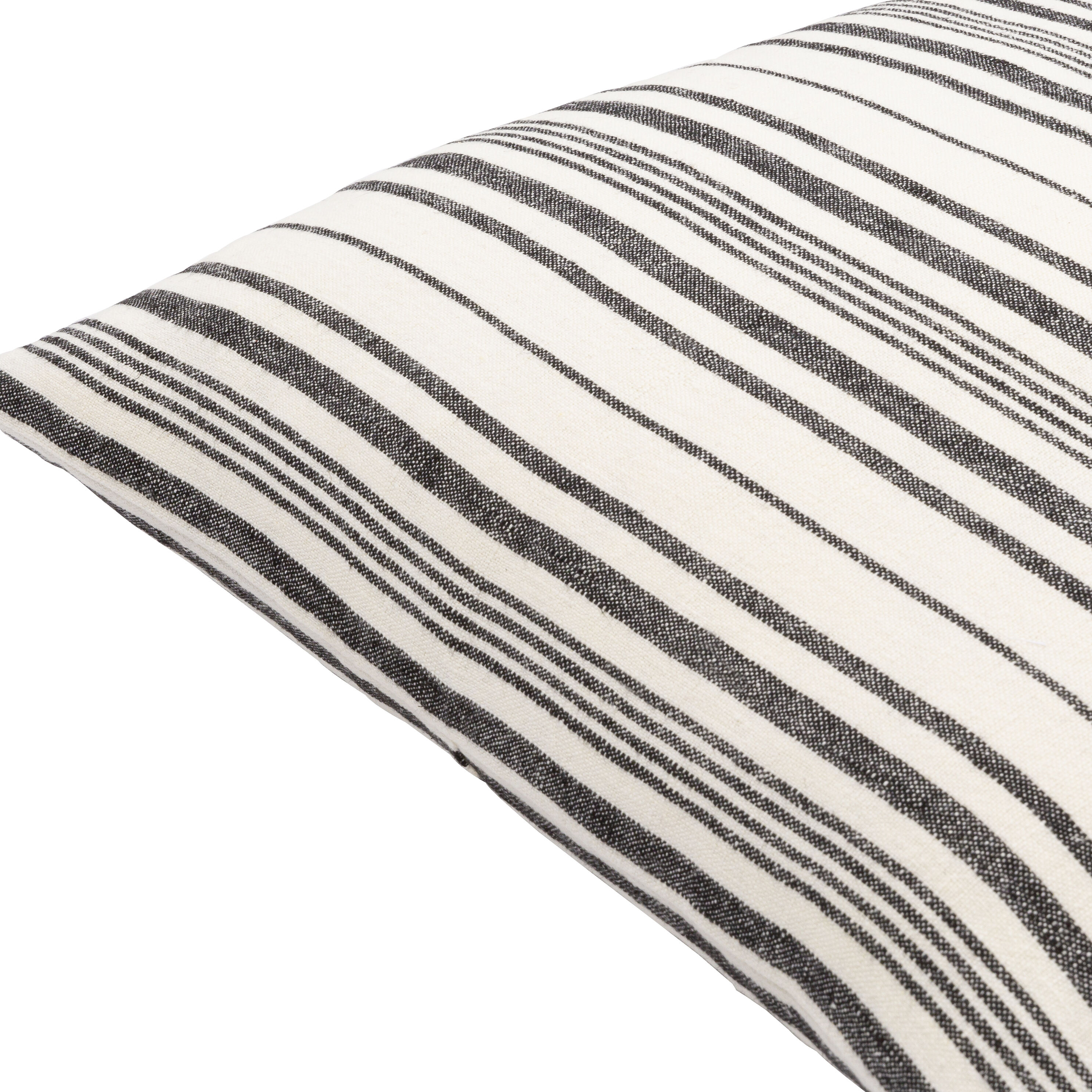 Linen Stripe Buttoned 18 inch Cream Pillow Kit in 18 x 18, Square