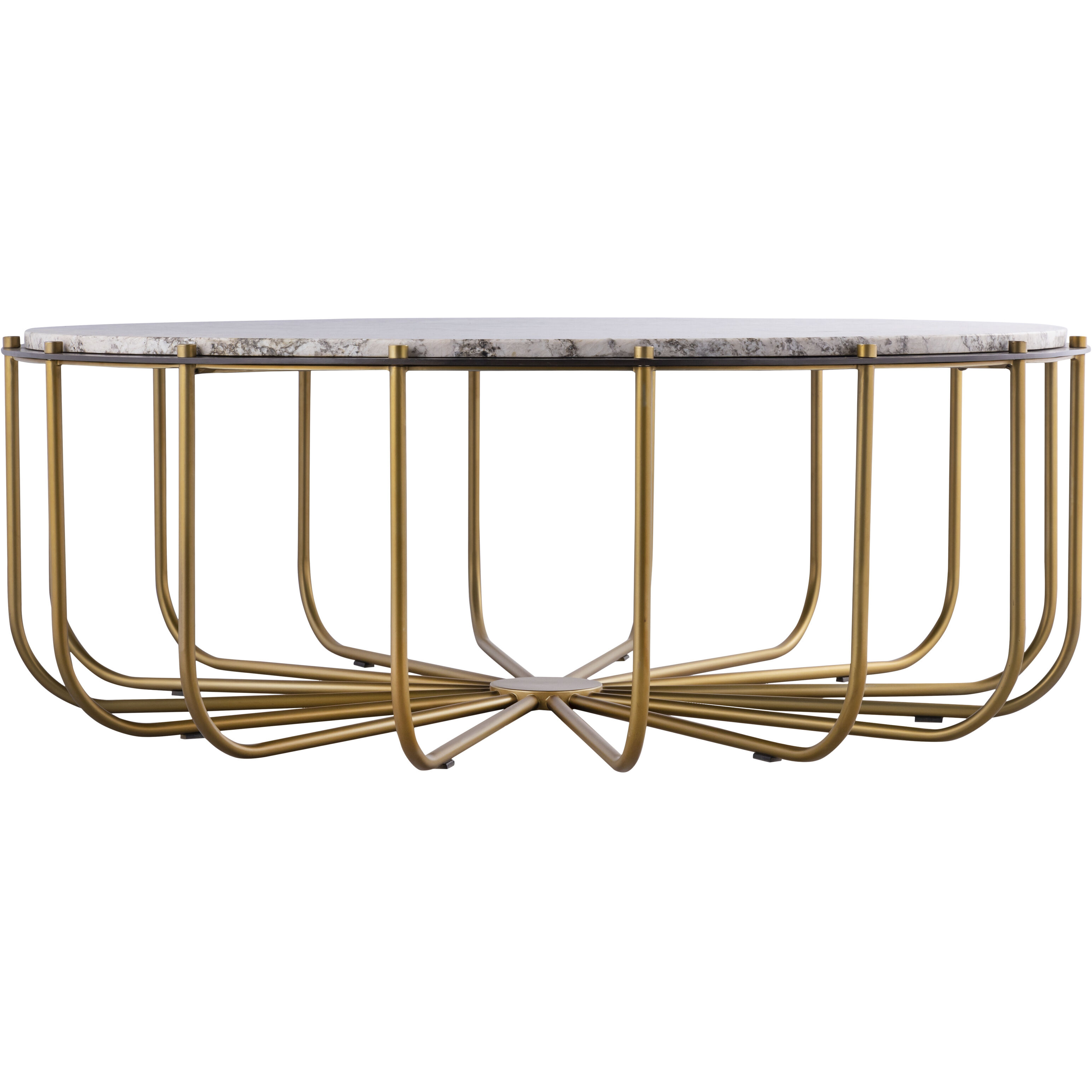Demille 48 X 48 inch Satin Brass with Cream and Antique Bronze Coffee Table