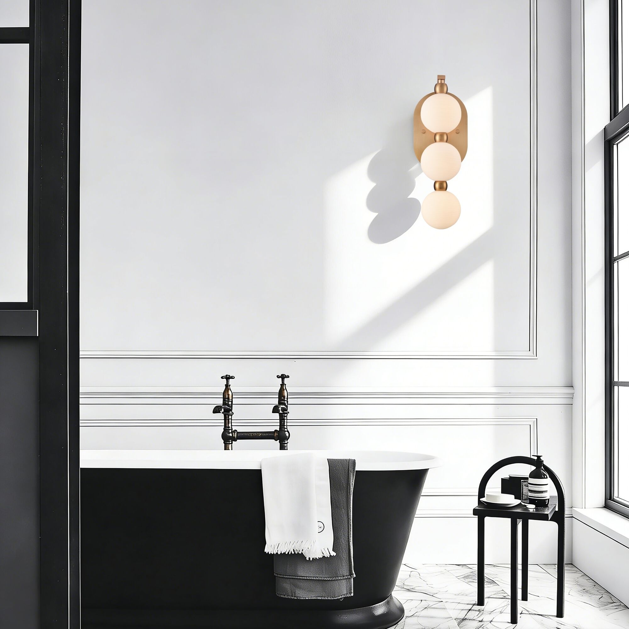 Mod 3 Light 6.75 inch Satin Brass Sconce Wall Light