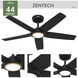 Zentech 44 inch Matte Black Outdoor Ceiling Fan
