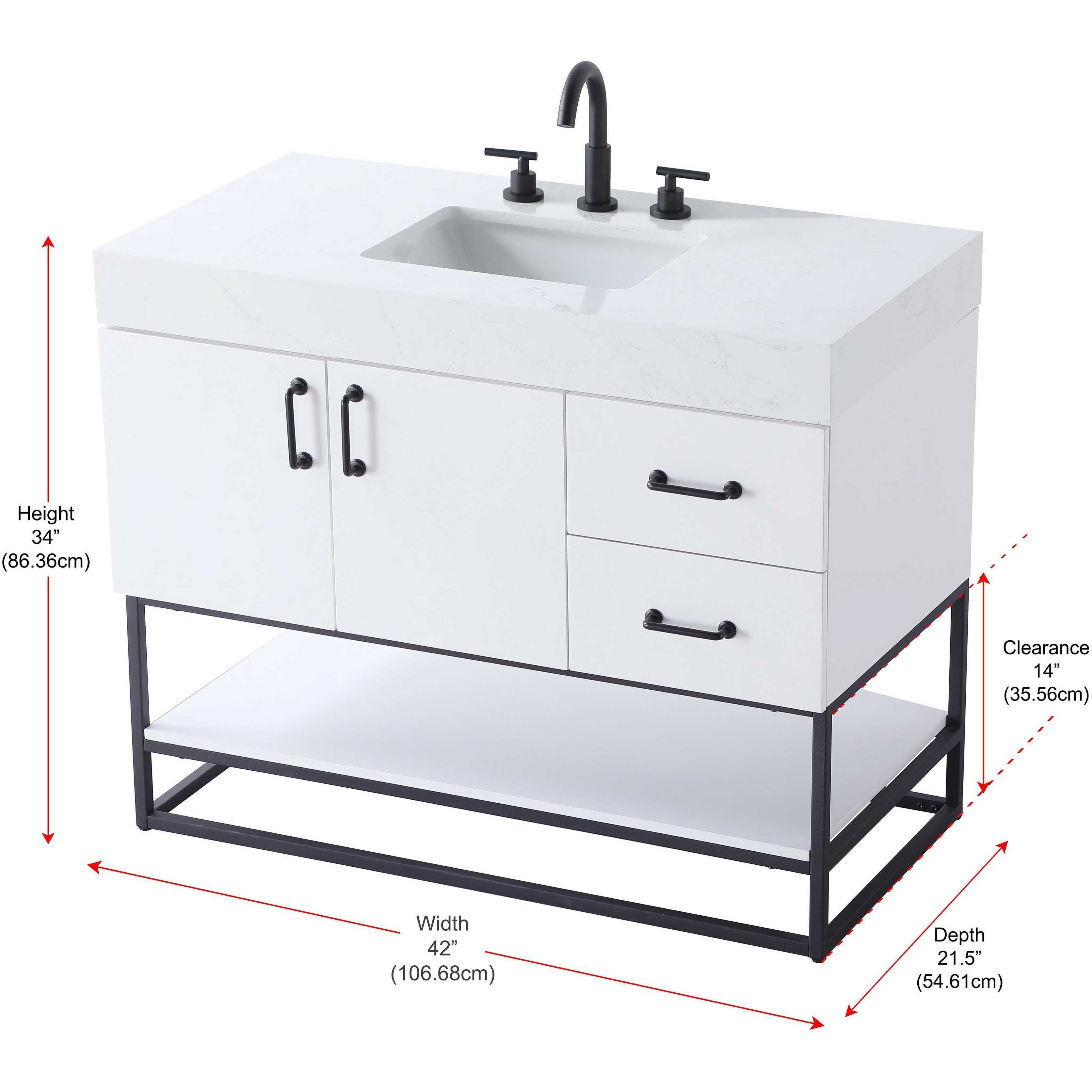 Caroline 42 X 34 inch White Bathroom Vanity Cabinet