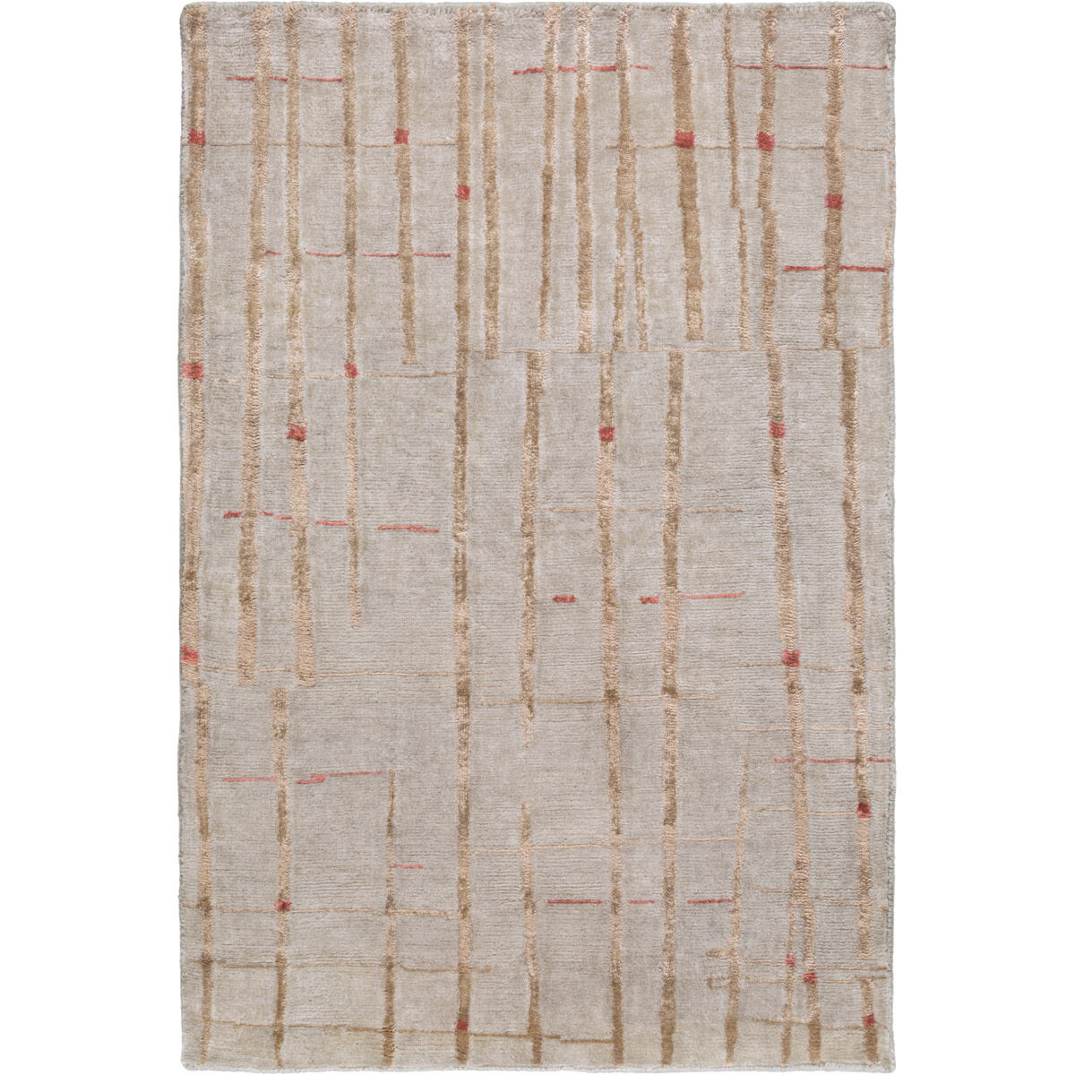 Shibui 36 X 24 inch Light Gray, Dark Brown, Dark Red Rug