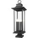 Tiberius 6 Light 36.5 inch Black Outdoor Pier Mounted Fixture in Clear Seedy Glass