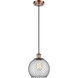 Ballston Farmhouse Chicken Wire LED 8 inch Antique Copper Mini Pendant Ceiling Light, Ballston