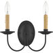 Heritage 2 Light 12 inch Black Wall Sconce Wall Light